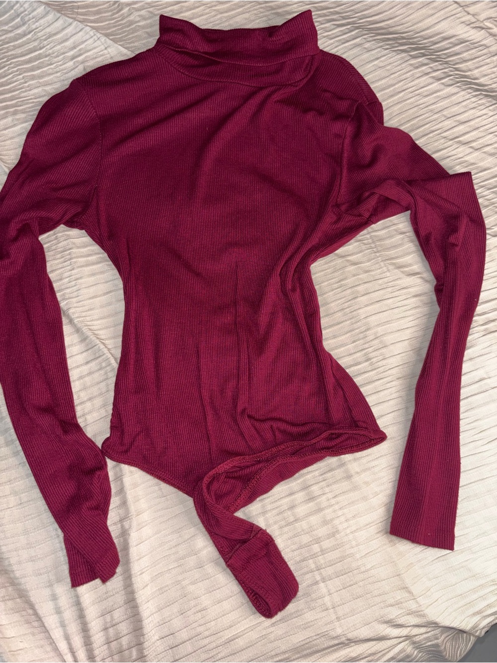 Bozzolo Ribbed Turtleneck Bodysuit - Wine Red